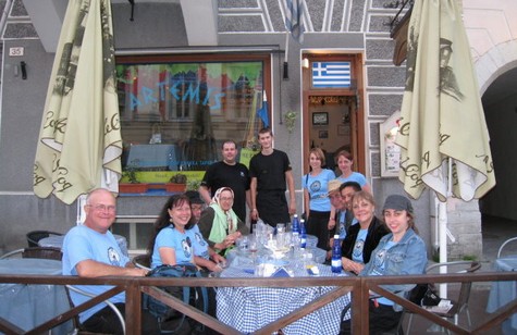 Members of Gypsy at an Outdoor Cafe in Tallinn