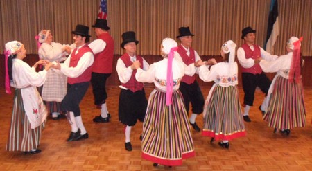 Rehearsing dances at the Estonian Hall, Los Angeles