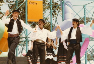 Greek dancers performing Zorba's Dance at the Los Angeles Olympics
